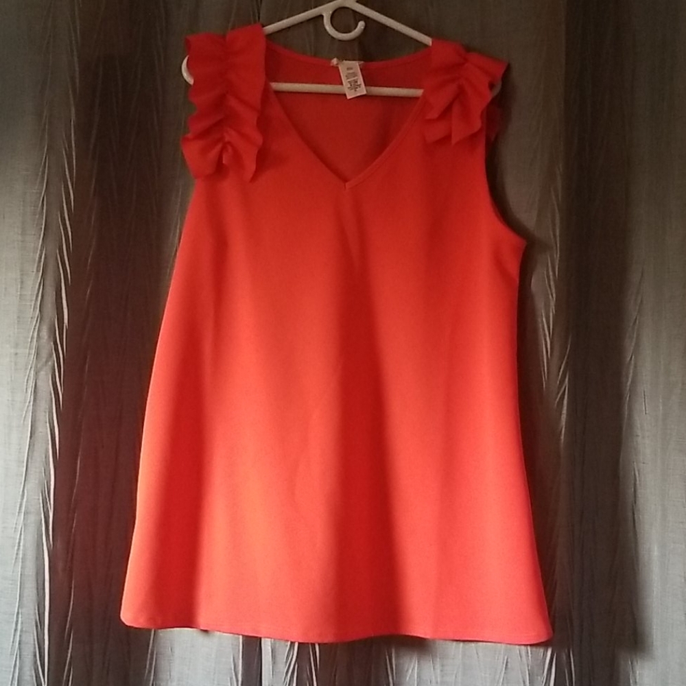 Ruffled shoulder v neck top